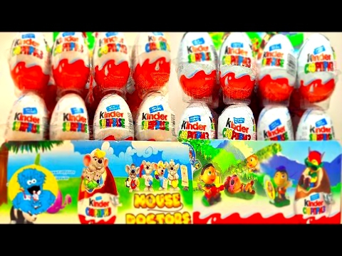 48 Киндер Сюрпризов,Unboxing Kinder Surprise Сборник Две Серии Подряд Мыши Врачи и Веселый Класс 2 