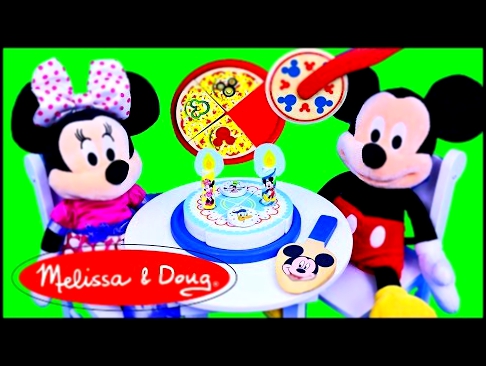MICKEY MOUSE CLUBHOUSE Melissa & Doug Wooden Pizza & Birthday Cake + Minnie Mouse Surprise Presents 