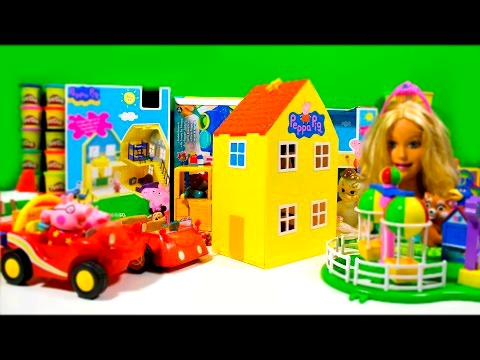 Many toys!! Mickey Mouse Clubhouse Peppa Pig House Play Doh Truck Plane Princess 