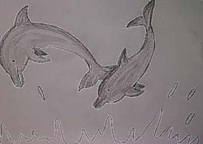 Рисуем дельфинов прыгающих в волнах очень просто, для начинающих 