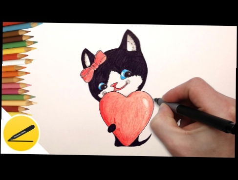 How to Draw a Cat with a Heart ❤ Как Нарисовать Кошку с Сердечком 