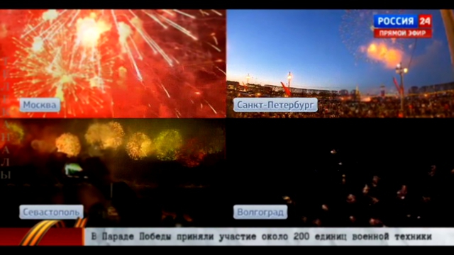 Салюты Победы в 4 городах Росии 2015 Севастополь, Волгоград,Москва,Санкт-Петербург  