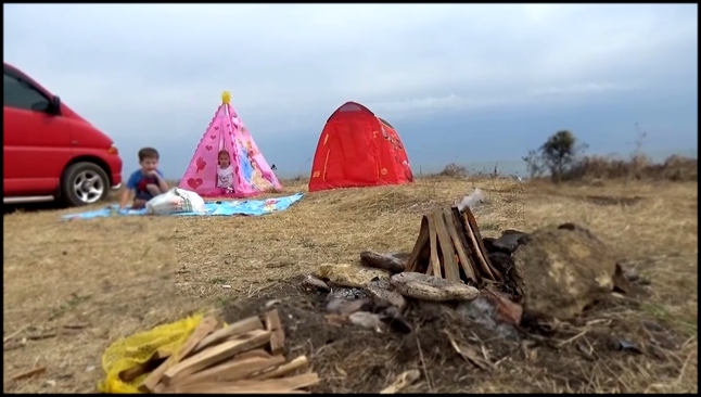 Пикник с палаткой Молния Маккуин и костром на берегу моря Picnic tent and bonfir 