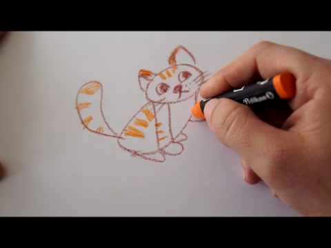 Zeichnen eine Katze malen - draw Cat  Kolay kedi Çizimi Рисуем кошку кота с цветами desenhar gato 画猫 