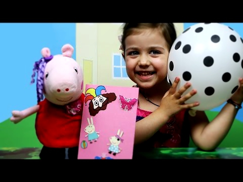 Играем вместе с Эмилюшей Делаем открытку  для Свинки Пеппы на день рождения. Видео для детей 