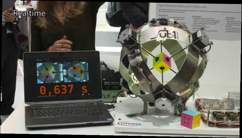 Робот Infineon собрал кубик Рубика всего за 0,637 секунду 