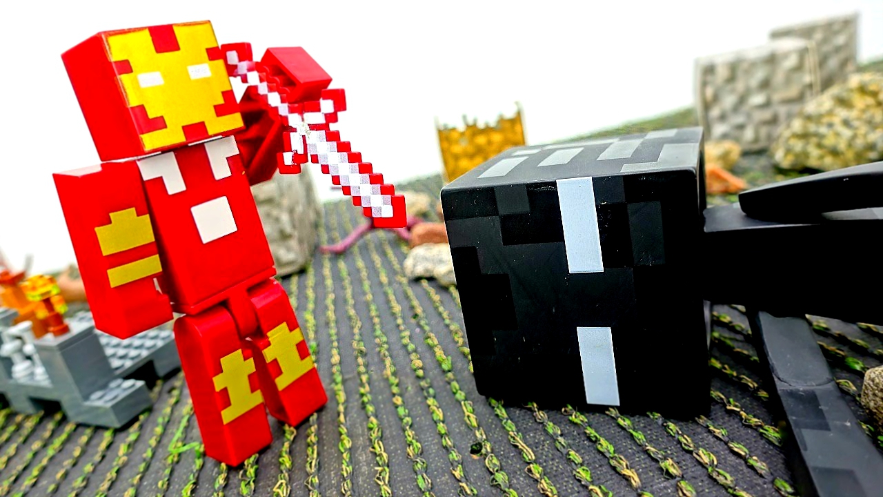 Видео #Майнкрафт Железный Человек VS Эндермен! Битва за Шахту! Игры #длямальчиков Лего #Minecraft 