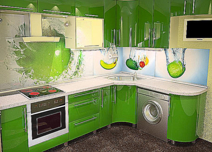 Кухонные гарнитуры со стеклянными фартуками 